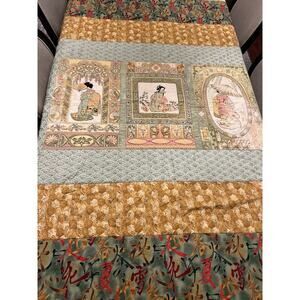 Vintage Rare Handmade Quilted Japanese/Asia Geisha Tapestry/Throw Oriental Decor